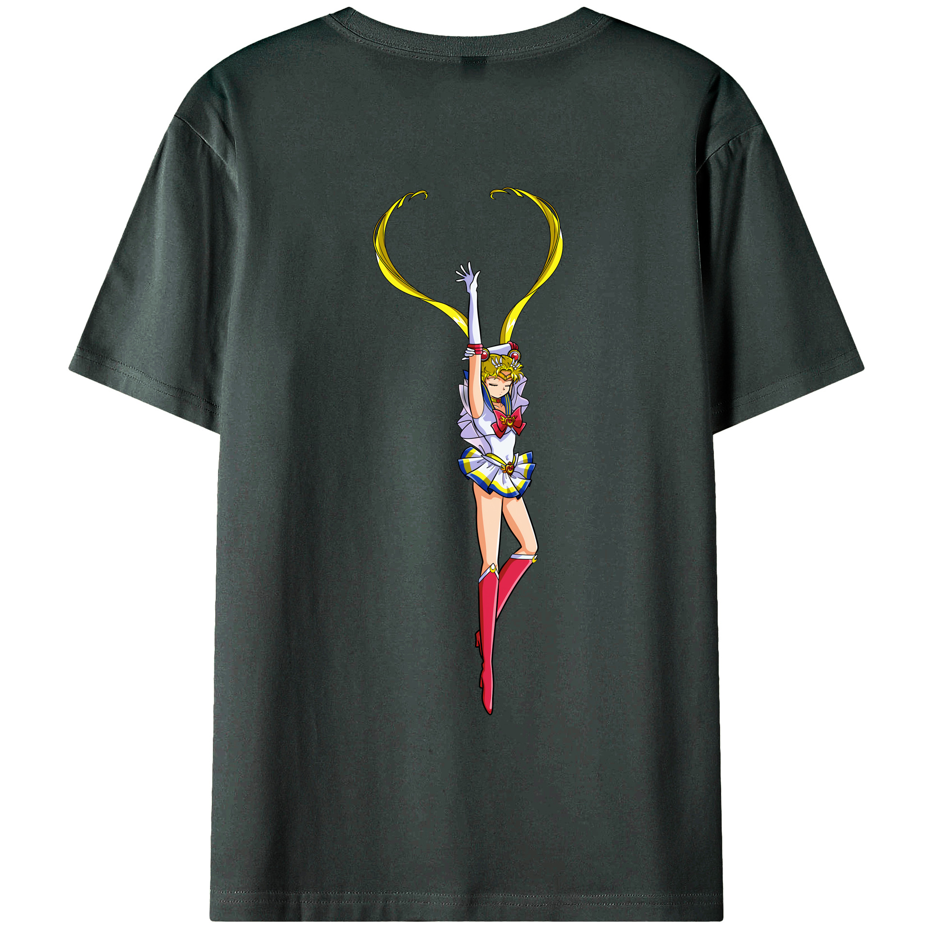 （画像用） 美少女戦士セーラームーン 月野 うさぎ つきの うさぎ Sailor Moon Tsukino Usagi 綿100％ メンズ半袖Tシャツ（バックプリント） 通気性